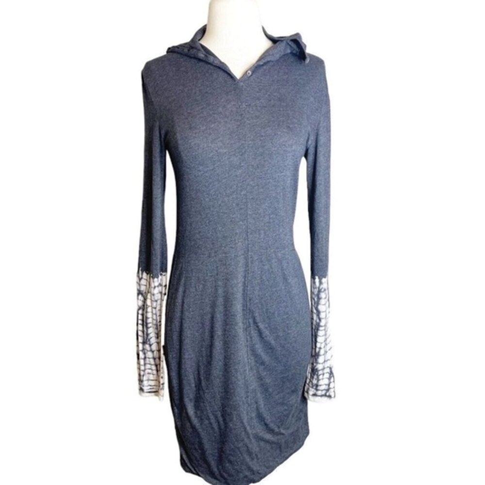 RAQUEL ALLEGRA Long Sleeve Hooded Dress w tie dye sleeves fitted small